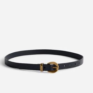 Madewell Skinny Black Leather Belt with Chunky Buckle